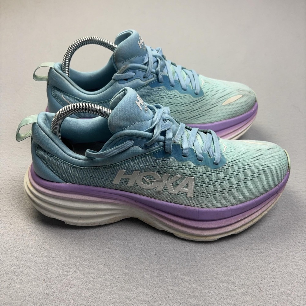 Hoka One One Bondi 8 Shoes Womens Size 8.5 Blue Mesh Running Sneakers 1127952